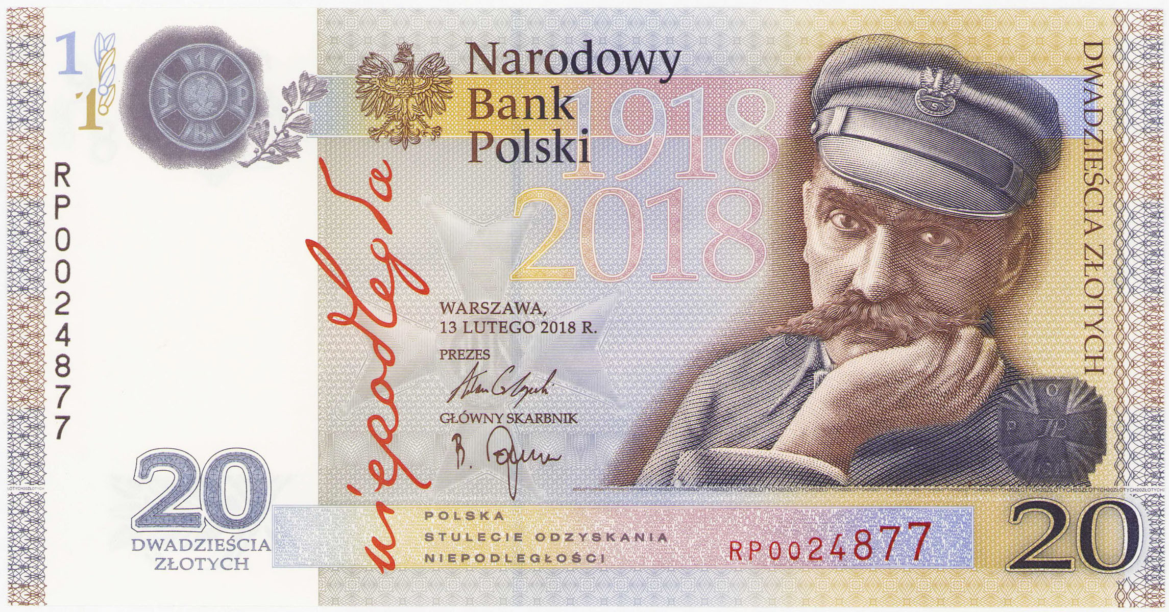 20 złotych 2018 Niepodległość - Piłsudski